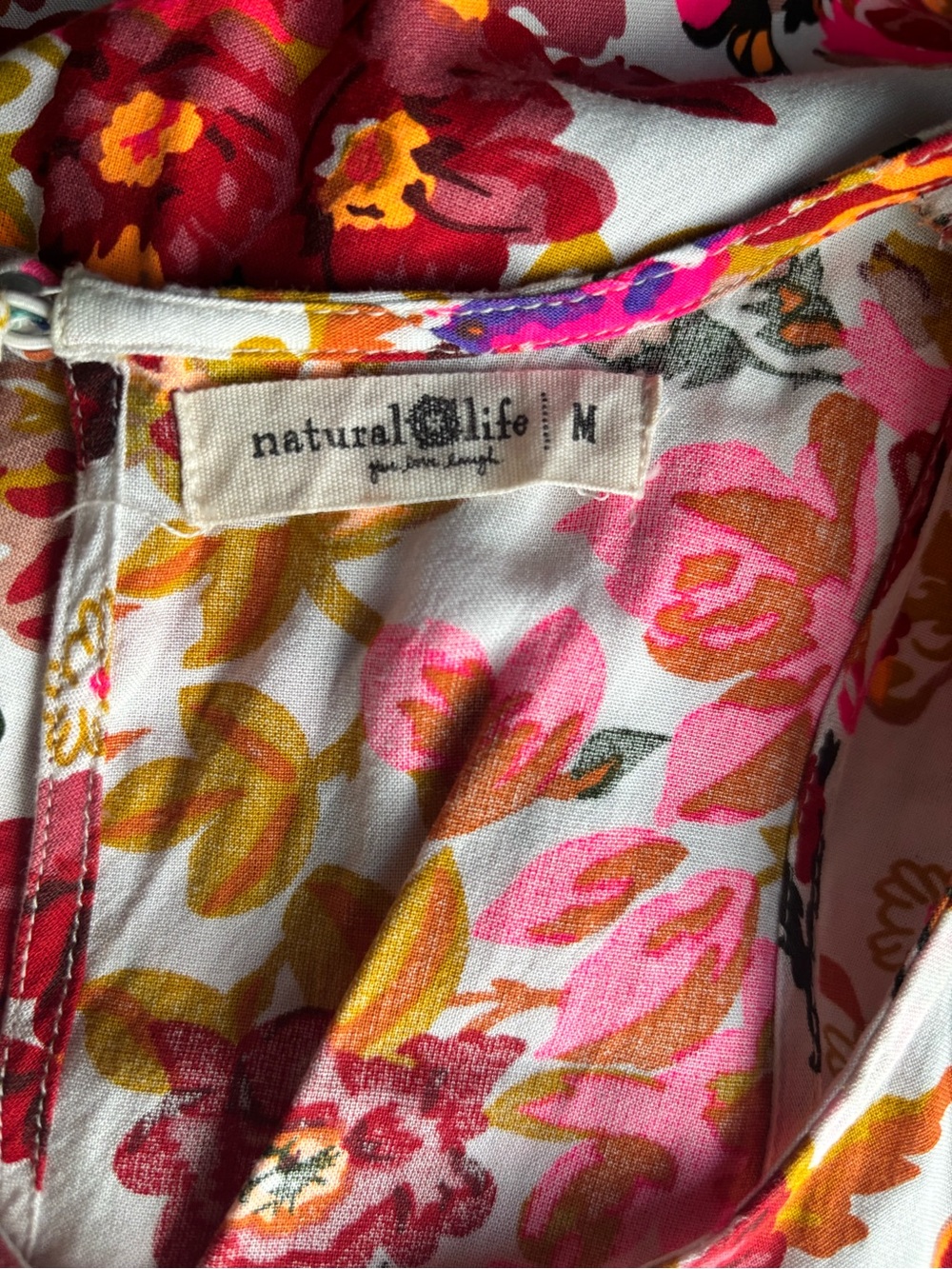 Natural Life Floral Sleeveless Maxi Dress White Pink Boho Medium - Picture 7 of 7